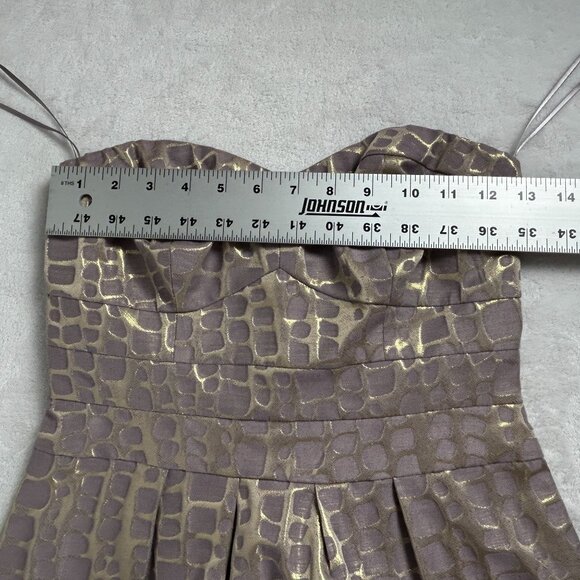 American Eagle Outfitters Strapless Portobello Gold Metallic Mini Dress Size 2 - Picture 6 of 8